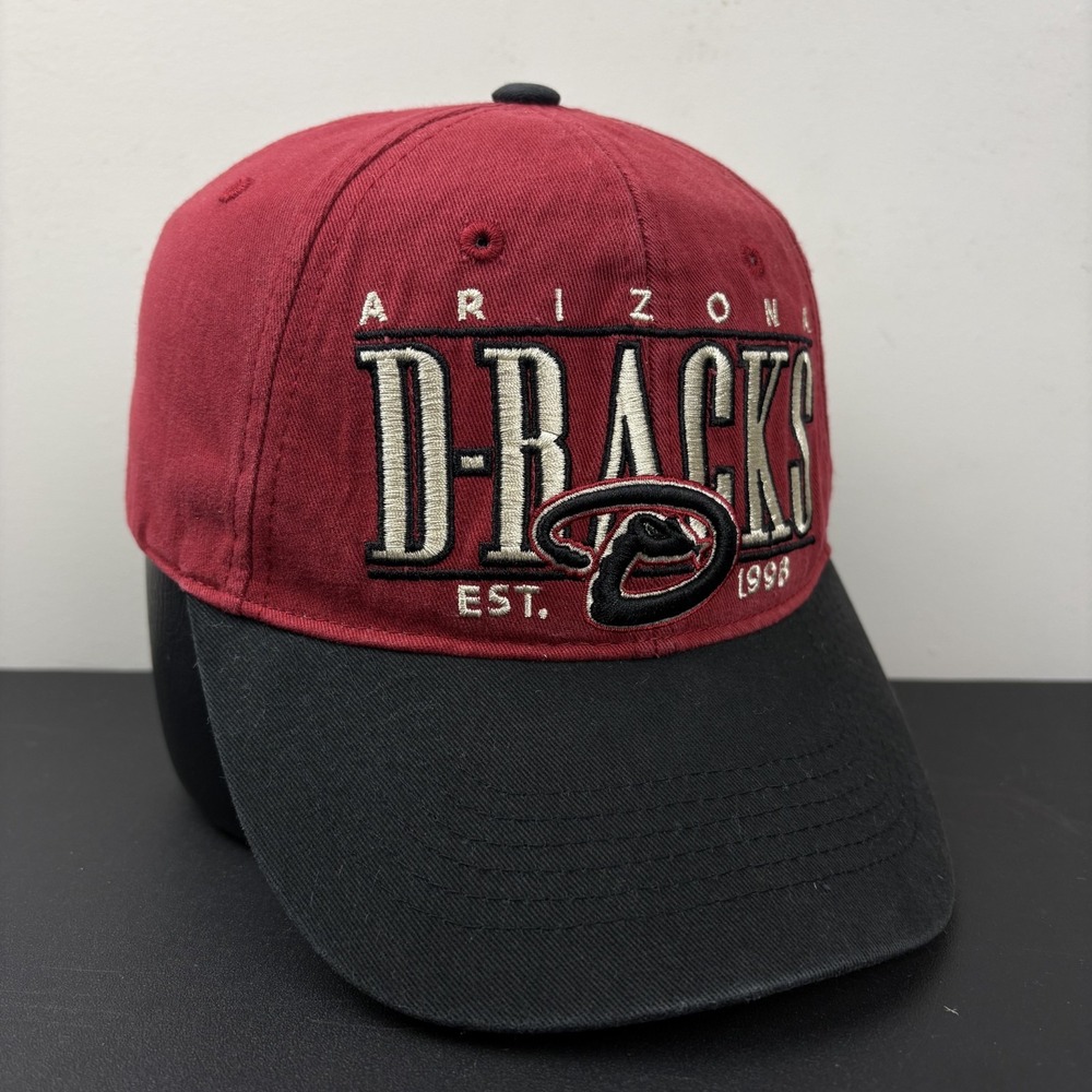Vintage 90s Arizona Diamondbacks D-Backs Strapback Hat Red Black Baseball Cap